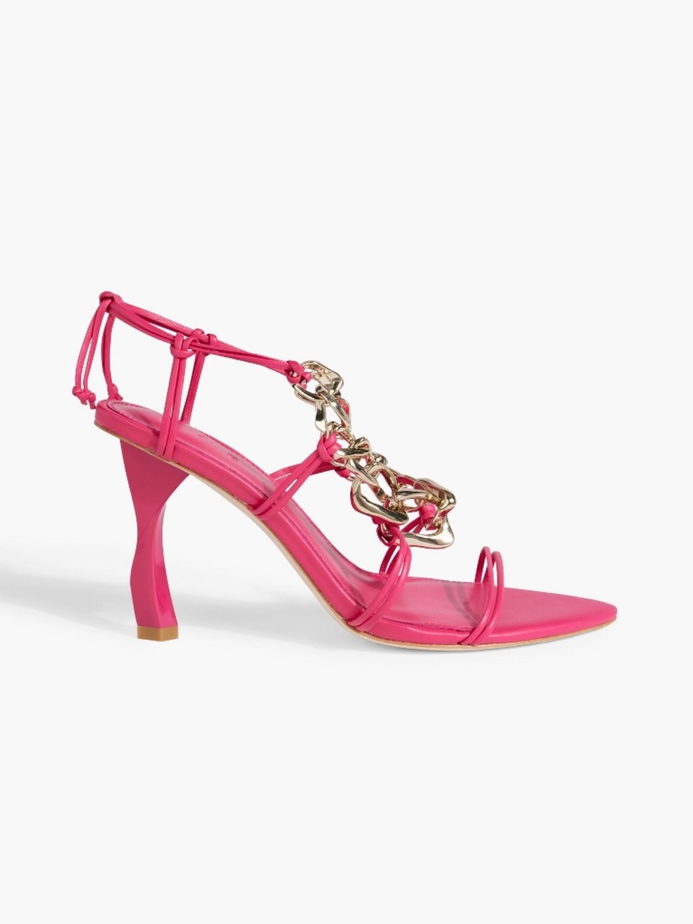 AJE Astrid Leather Sandals in Fuchsia, Gold Chains Size 7 New in box Pink Heels